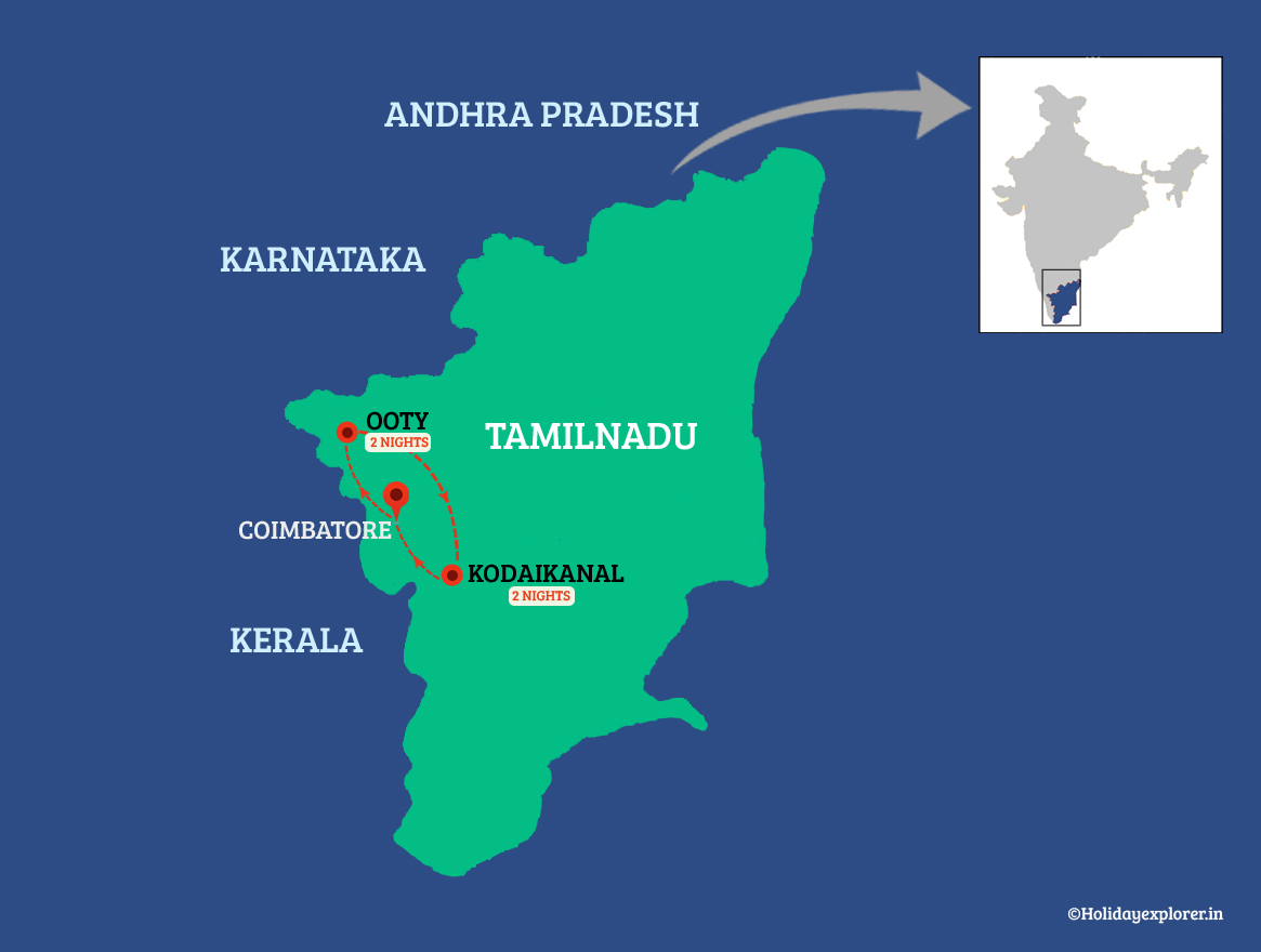 ooty kodaikanal tour distance